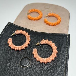 Deepa Gurnani Beaded Hoop Earrings, Color: Light Pink only no leather pouch